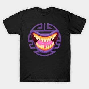 halloween scary beast mouth tongue and teeth icon T-Shirt